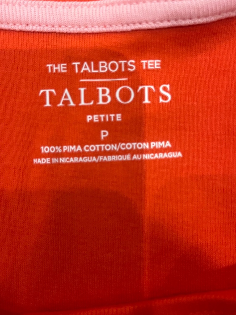 Petite size P Red Talbots Short Sleeve Tee Shirt